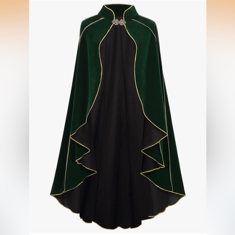 GRAJTCIN Green Velvet Women's Medieval Cape, New